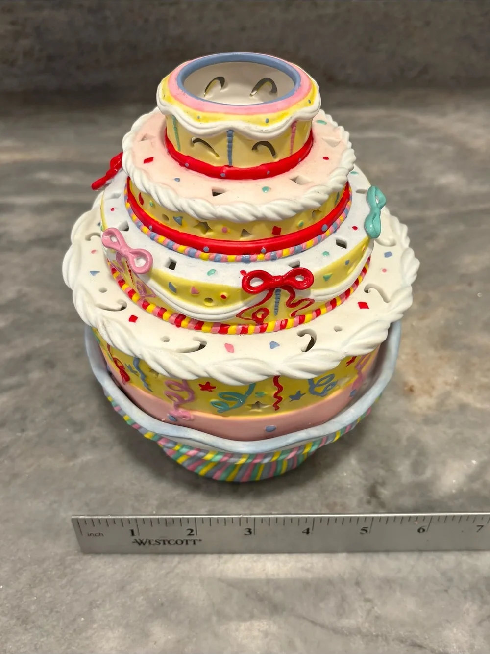 Retired PARTYLITE Tiered Birthday Celebration Cake Tealight Candle Holder P7326